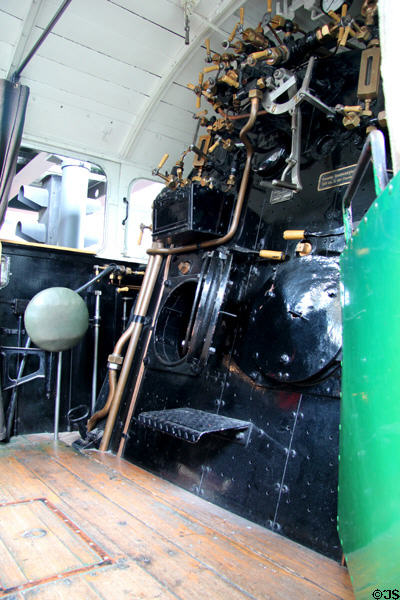 Cab of express passenger steam locomotive S3/6 (1812) by J.A. Maffei of Munich at Deutsches Museum Transport Museum. Munich, Germany.