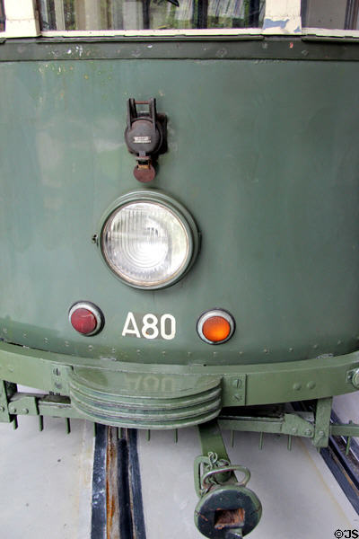 Front end detail of Nuremberg-Fürth Tram (1926) at Deutsches Museum Transport Museum. Munich, Germany.