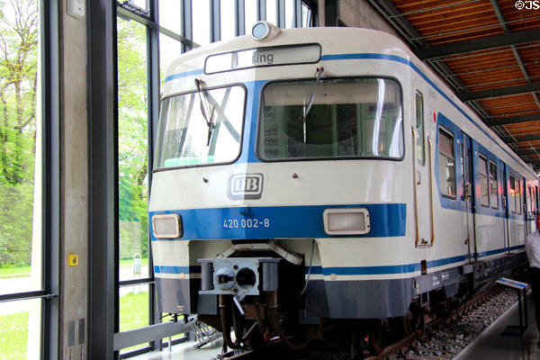 Munich S-Bahn metro front Olympic railcar (1968) at Deutsches Museum Transport Museum. Munich, Germany.