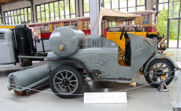 Krupp street cleaner with water tank (1924) from Essen at Deutsches Museum Transport Museum. Munich, Germany.