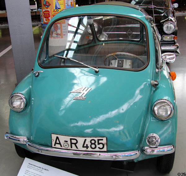 Heinkel Kabinenroller Type 408B-1 microcar (1957) by Ernst Heinkel A.G. from Hamburg at Deutsches Museum Transport Museum. Munich, Germany.