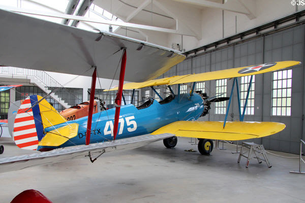 Boeing Stearman A75 / PT-17 trainer (1941) from Wichita, USA at Deutsches Museum Flugwerft Schleissheim. Munich, Germany.