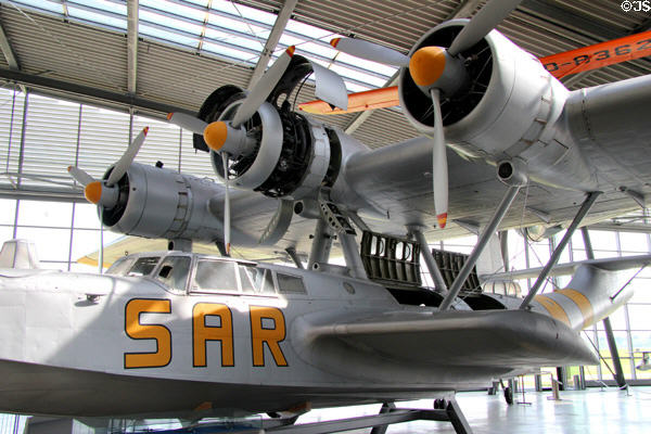 Engine detail of Dornier DO24 flying boat (1937-45) at Deutsches Museum Flugwerft Schleissheim. Munich, Germany.