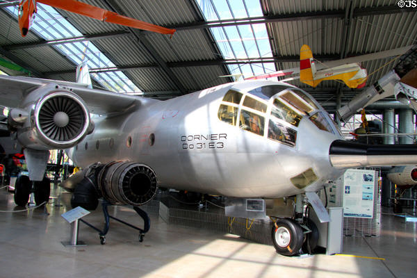 Nose detail of Dornier Do31 E-3 turbojet VTOL transport prototype (1967-9) at Deutsches Museum Flugwerft Schleissheim. Munich, Germany.