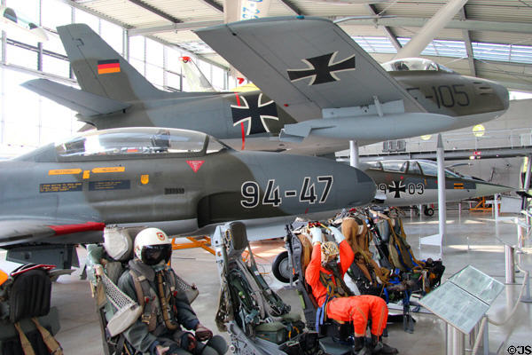 Jet trainer & fighters of German Air Force at Deutsches Museum Flugwerft Schleissheim. Munich, Germany.