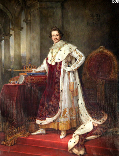 King Ludwig I of Bavaria portrait by Andreas Theodor Mattenheimer at Alte Pinakothek. Munich, Germany.