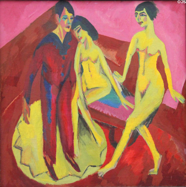 Dancing school painting (1914) by Ernst Ludwig Kirchner at Pinakothek der Moderne. Munich, Germany.