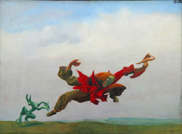 House Angel painting (1937) by Max Ernst at Pinakothek der Moderne. Munich, Germany.