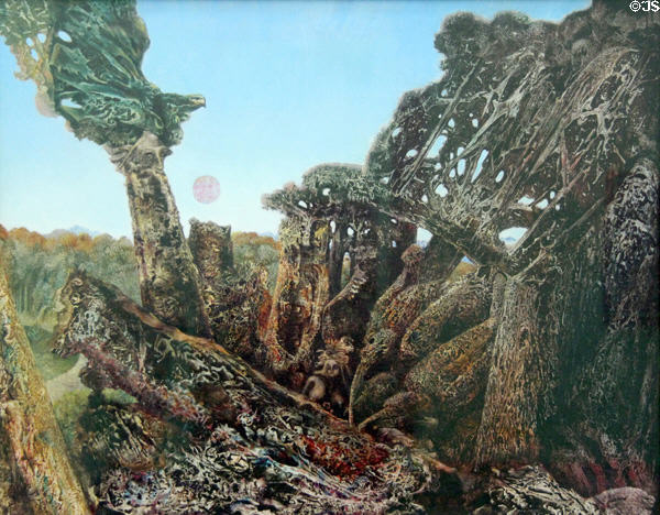 Totem & Taboo painting (1941-2) by Max Ernst at Pinakothek der Moderne. Munich, Germany.