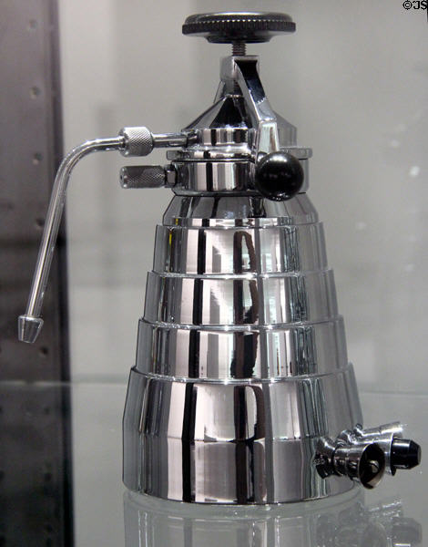 Chromed electric coffee machine "Buby Express" (c1950) by Maison Olimpia of Switzerland at Pinakothek der Moderne. Munich, Germany.