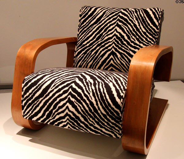 Armchair (#400) (1935-6) by Alvar Aalto of Finland at Pinakothek der Moderne. Munich, Germany.
