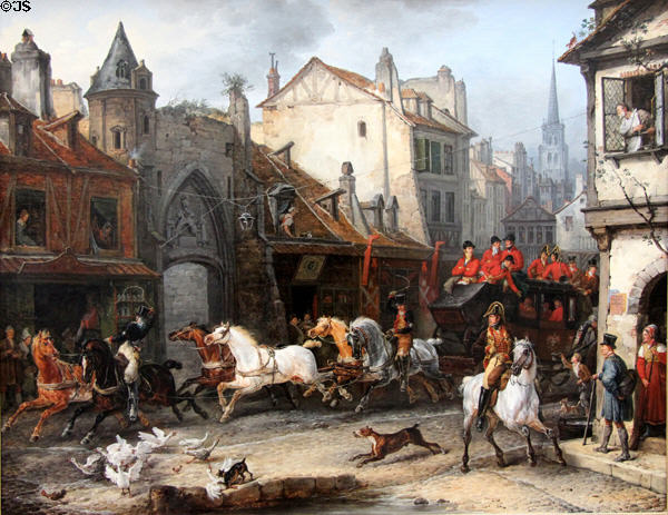 Return from Hunt painting (1828) by Carle Vernet at Neue Pinakothek. Munich, Germany.