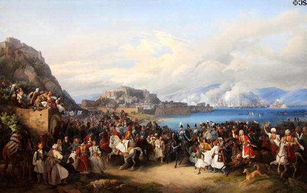 Entry of King Othon of Greece into Nauplia painting (1835) by Peter von Hess at Neue Pinakothek. Munich, Germany.