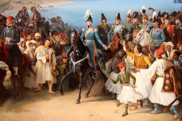 Detail of Entry of King Othon of Greece into Nauplia painting (1835) by Peter von Hess at Neue Pinakothek. Munich, Germany.