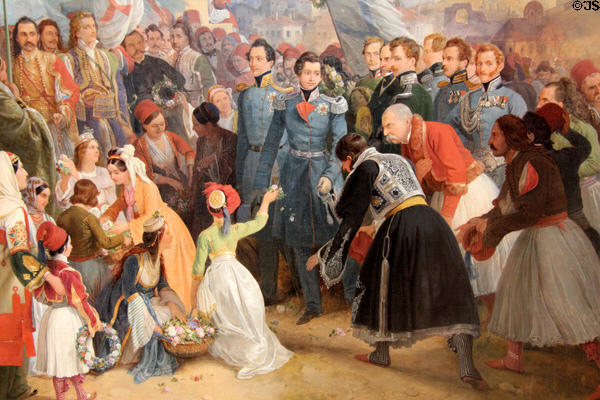Detail of Entry of King Othon of Greece into Athens painting (1839) by Peter von Hess at Neue Pinakothek. Munich, Germany.