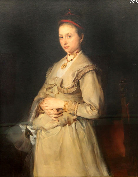 Portrait of Frau Gedon (1869) by Wilhelm Leibl at Neue Pinakothek. Munich, Germany.