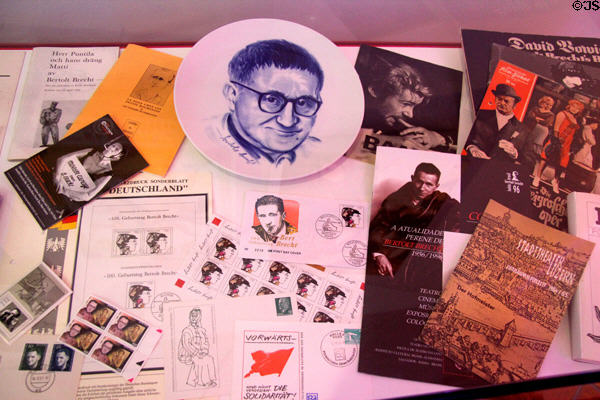 Array of Brecht memorabilia at Brechthaus Museum. Augsburg, Germany.
