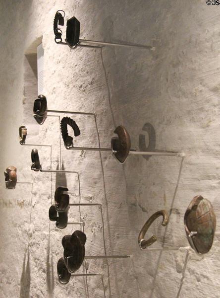 Manillas or armlets made of copper, bronze or brass used as a type of currency from start of 16thC until 1949 primarily in colonial Africa trade at Fugger und Welser Erlebnismuseum. Augsburg, Germany.