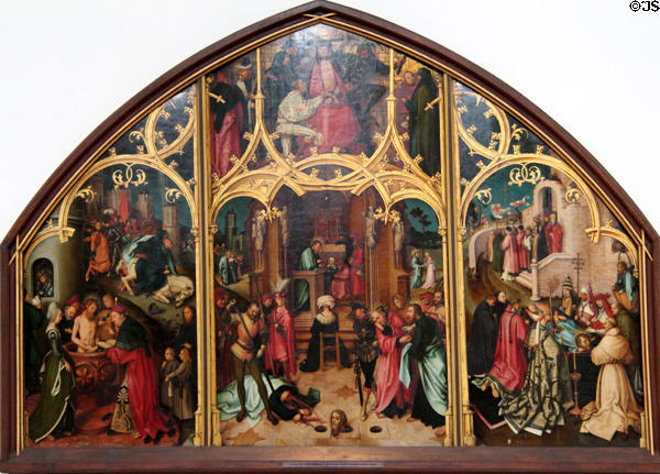 St Paul's Basilica Outside the Walls three part painting (c1504) depicting scenes from life of St Paul in Municipal Art Gallery at Schaezler Palace. Augsburg, Germany.