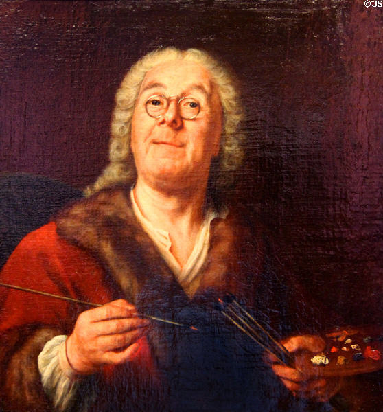 Self-Portrait by Gottfried Eichler Elder, much sought after portrait painter of Augsburg, in Municipal Art Gallery at Schaezler Palace. Augsburg, Germany.