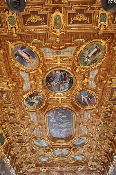 Ceiling in Goldener Saal at Augsburg Rathaus. Augsburg, Germany.