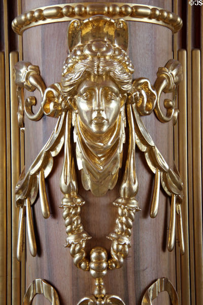 Rococo portrait face in Goldener Saal at Augsburg Rathaus. Augsburg, Germany.
