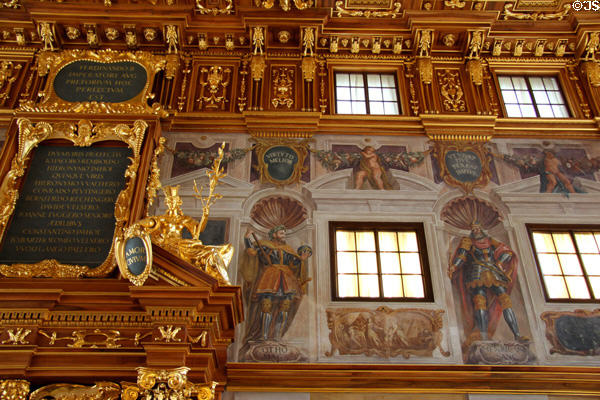 Frescos of Otho Magnus, Holy Roman Emperor & Henricus sanc in Goldener Saal at Augsburg Rathaus. Augsburg, Germany.