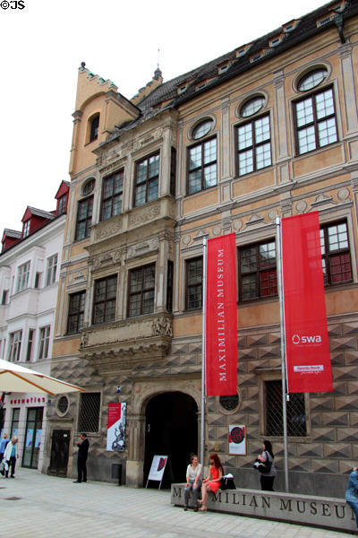 Maximilian Museum housed in a Renaissance town palace (1546) features decorative arts & metal work. Augsburg, Germany.
