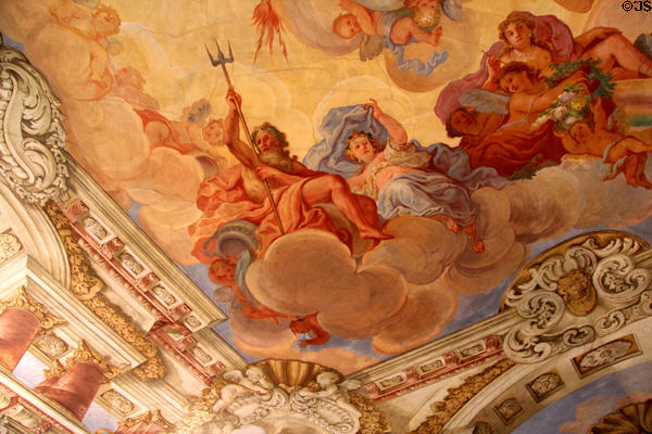 Rococo painting with scenes from Greek Mythology at Maximilian Museum. Augsburg, Germany.