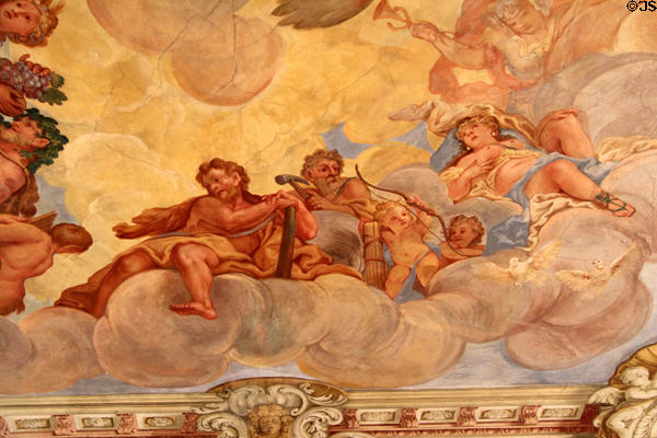 Rococo painting with scenes from Greek Mythology at Maximilian Museum. Augsburg, Germany.
