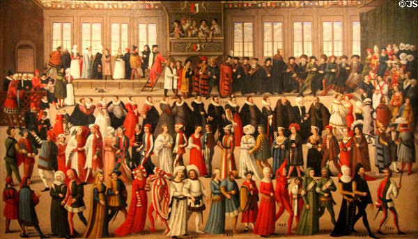 Social event exclusively for members of Augsburg upper class painting (c1560) from Augsburg at Maximilian Museum. Augsburg, Germany.