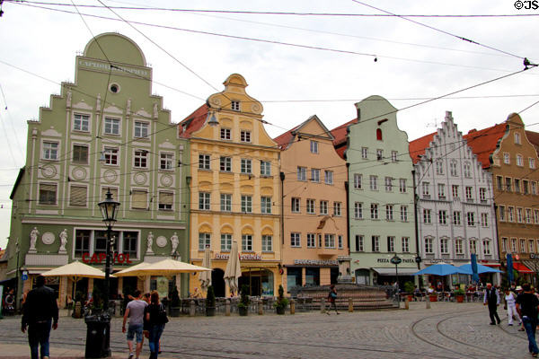 Traditional German style buildings on Maximilianstraße. Augsburg, Germany.