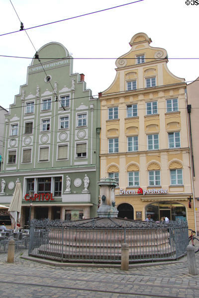Traditional German style Baroque buildings on Maximilianstraße. Augsburg, Germany.