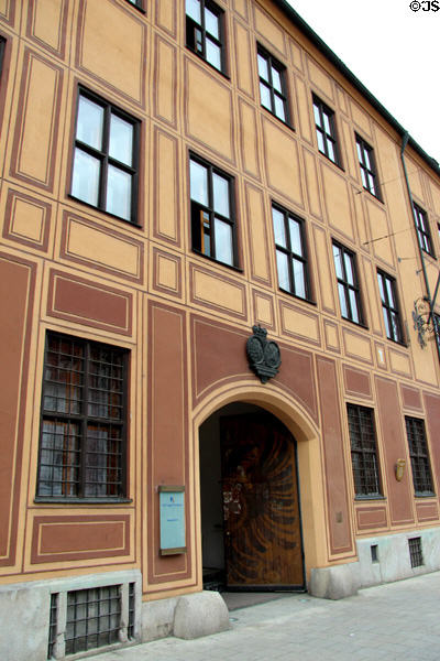 Entrance to what is now First Fugger Private Bank, part of the Fuggerhäuser complex (16thC) (Maxmilianstrasse 36/38) built for Fugger family & still owned by a descendent. Augsburg, Germany.