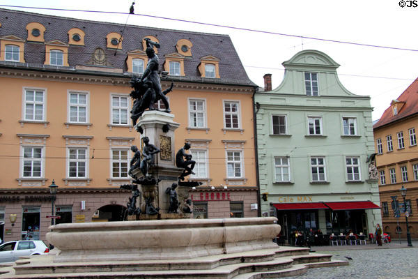Hercules Fountain (c1600) representing Hercules slaying the hydra with three Naiads below by Adriaen de Vries & cast by Wolfgang Neidhardt on Maximilianstraße. Augsburg, Germany.