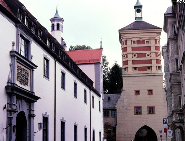 Red Gate, one of five remaining, which was southern entrance to city in medieval times. Augsburg, Germany.