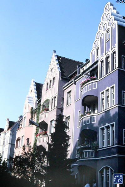 Row of Jugendstil buildings. Augsburg, Germany.