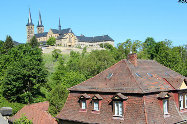 Michaelsberg Abbey over roofs of Bamberg. Bamberg, Germany.