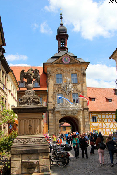 Approach to Bamberg Old Town Hall from west. Bamberg, Germany.