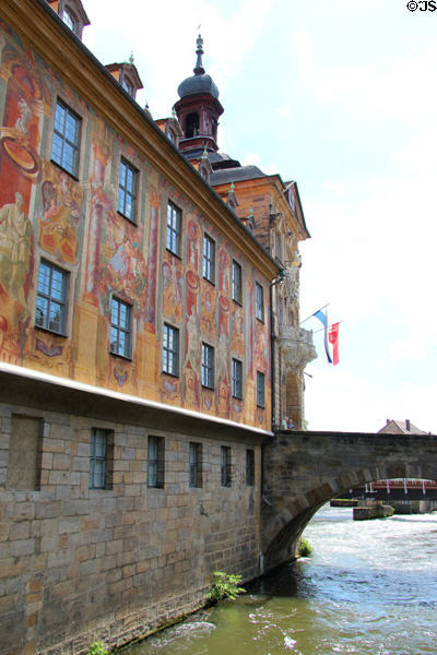 Rococo mural (1755) by Johann Anwander on eastern facade of Bamberg Old Town Hall. Bamberg, Germany.