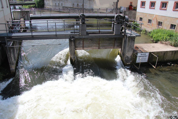 Water control dam seen from Bamberg Old Town Hall. Bamberg, Germany.