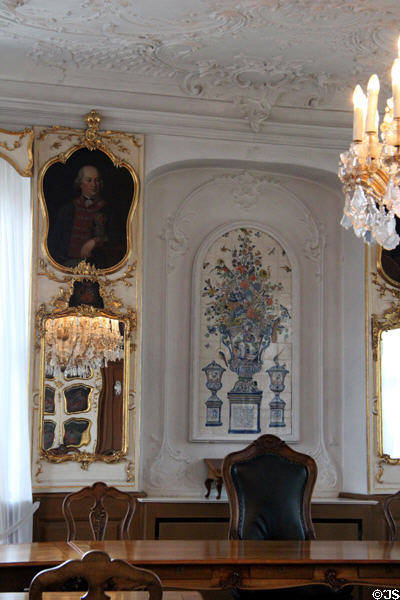 Decoration in Bamberg Old Town Hall Rococo meeting room (1750). Bamberg, Germany.