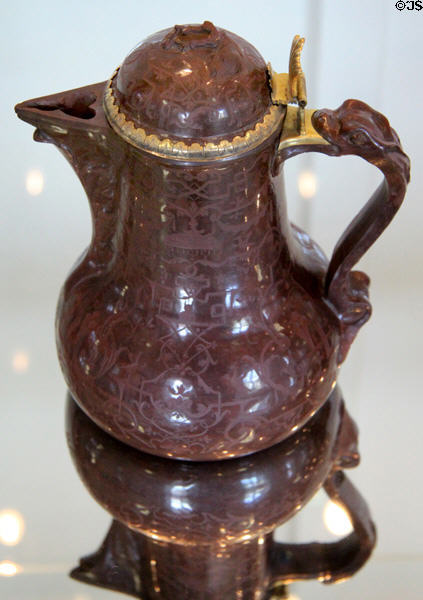 Meissen stoneware coffeepot (c1717) by Johann Jacob Irminger at Bamberg Old Town Hall Museum of Faience & Porcelain. Bamberg, Germany.