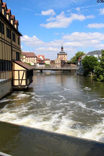 Regnitz canal in old town Bamberg. Bamberg, Germany.