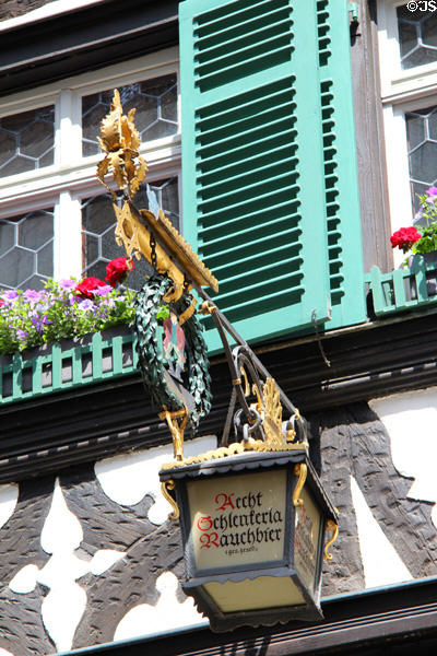 Pub sign in old town Bamberg. Bamberg, Germany.