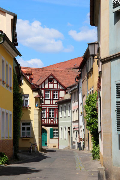 Streetscape in old town Bamberg. Bamberg, Germany.