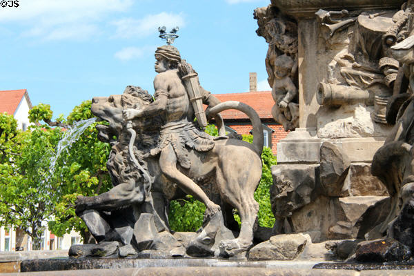 African continent figure on base of Margrave fountain (1699-1705) by Elias Räntz at Bayreuth New Palace. Bayreuth, Germany.
