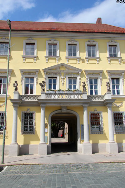 Yellow heritage building at Ludwigstraße 26. Bayreuth, Germany.