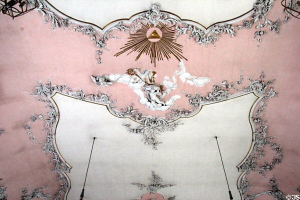 Baroque detail in Castle church with stucco by Giovanni Battista Pedrozzi. Bayreuth, Germany.