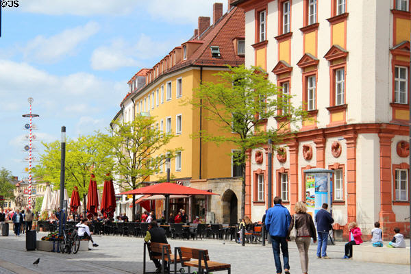 Maximilianstraße streetscape running from Maypole to Old Castle. Bayreuth, Germany.